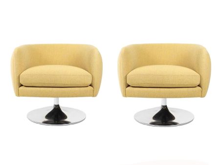 2023 Pair of 2165 D Urso Swivel Chairs by Joe D Urso for Knoll in Yellow Fabric on Sale