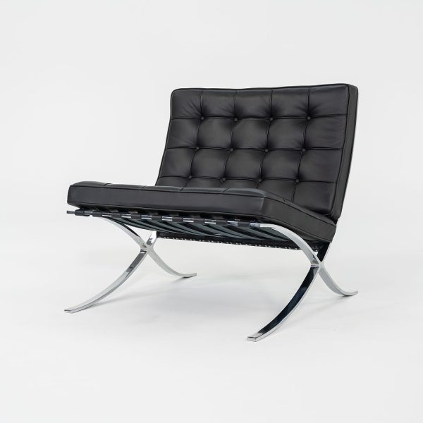 2010s Mies van der Rohe for Knoll Barcelona Lounge Chairs in Black Leather and Chromed Steel 3x Available Cheap