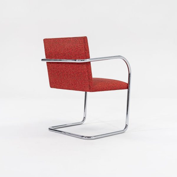 2007 Tubular Brno Armchair, Model 245 by Mies van der Rohe for Knoll in Red Fabric 14x Available Discount