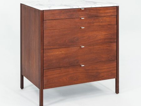 1960s Florence Knoll Walnut 5-Drawer Dresser with Marble Top, Model 326 2 Cheap