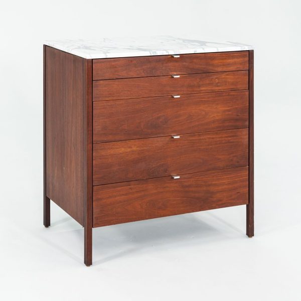 1960s Florence Knoll Walnut 5-Drawer Dresser with Marble Top, Model 326 2 Cheap