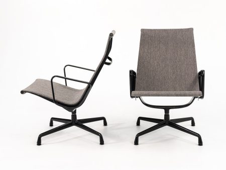 2022 Pair of Aluminum Group Lounge Chair by Ray and Charles Eames for Herman Miller in Grey Mesh with Black Frame 2x Available Sale