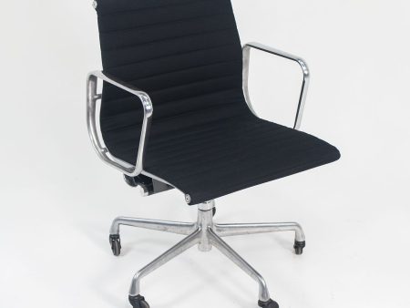 2010s Eames Aluminum Group Management Desk Chair by Ray and Charles Eames for Herman Miller in Black Fabric 2x Available For Discount