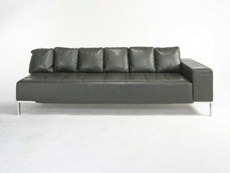 1999 Zanotta Alfa IGrey Leather Sectional Modular Sofa by Emaf Progetti 2x Avail Cheap