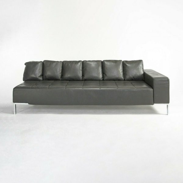 1999 Zanotta Alfa IGrey Leather Sectional Modular Sofa by Emaf Progetti 2x Avail Cheap