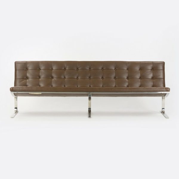 1960s Nicos Zographos CH28 Ribbon 3-Seat Sofa in Brown Leather For Discount