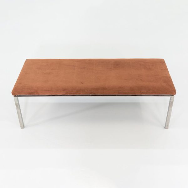 1969 Davis Allen and Gordon Bunshaft of SOM Bench in Polished Stainless Steel and Suede 20 x 48 Online Hot Sale