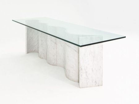 1992 Massimo and Lella Vignelli for Casigliani White Marble Dining Table 33 x91  Hot on Sale