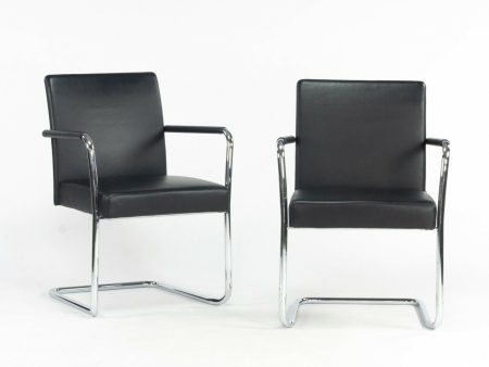 2010s Walter Knoll George Cantilever Stacking Chairs designed by EOOS in Black Leather For Cheap