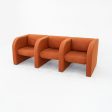 1970s Modernist Sculptural Three Seat Sofa in Orange Fabric Hot on Sale