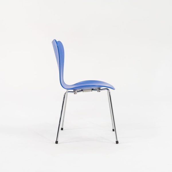 1996 Series 7 Dining Chair, Model 3107 by Arne Jacobsen for Fritz Hansen in Blue Painted Beech Wood Sets Available Online now