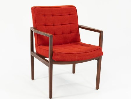 1970 Cafiero Lounge Chair by Vincent Cafiero for Knoll in Walnut and Red Fabric Hot on Sale