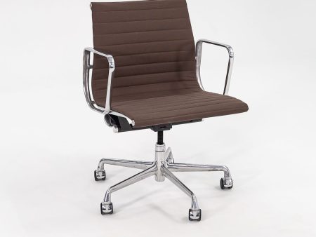 2010s Eames Aluminum Group Management Desk Chair by Ray and Charles Eames for Herman Miller in Brown Fabric For Sale