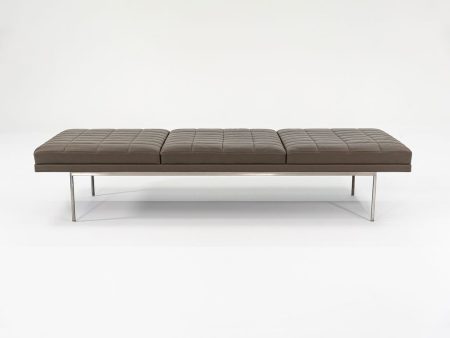 2010s BassamFellows for Geiger & Herman Miller Brown Leather Tuxedo Bench For Cheap