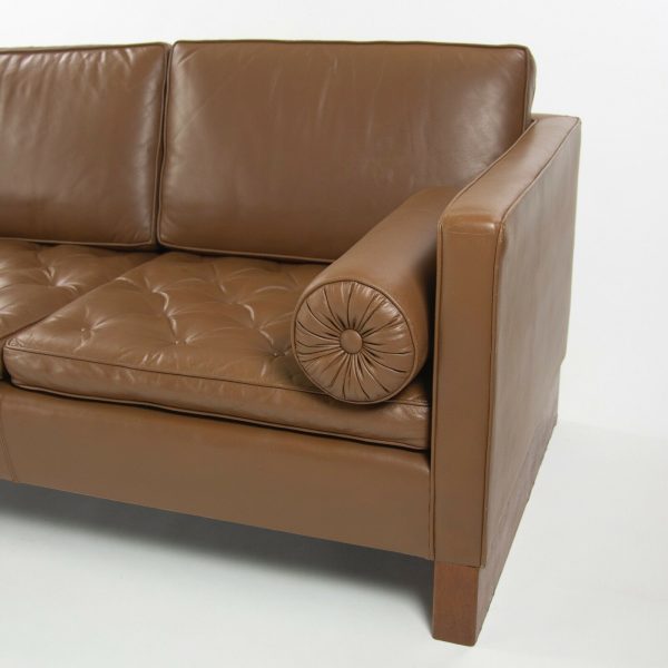 1960s Mies Van Der Rohe for Knoll International Brown Leather Three Seat Sofa Cheap