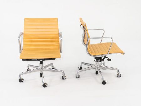 2014 Herman Miller Eames Aluminum Group Management Desk Chairs in Tan Leather 12+ Available For Sale