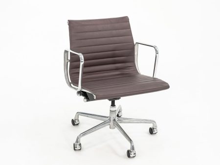 2010s Eames Aluminum Group Management Desk Chair by Ray and Charles Eames for Herman Miller in Purple   Eggplant Leather Cheap