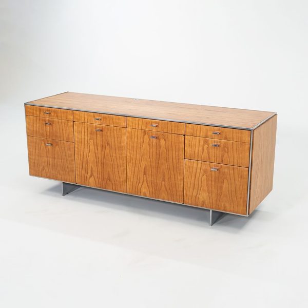 1970s Davis Allen of SOM Custom Oak and Chrome Credenza for General Fireproofing Co. 66 inch Supply