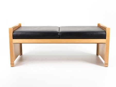 1995 2-Seater Mission Bench by Brian Kane for Metropolitan Furniture in Maple and Black Leather Fashion