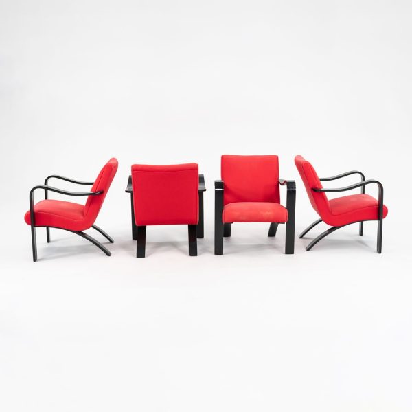 1990s Bentwood Lounge Chair by Thonet in Red Fabric with Ebonized Bentwood, 4x Available Fashion