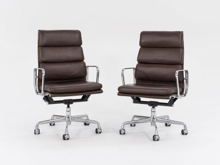 2006 Soft Pad Executive Chair, Model EA437 by Charles and Ray Eames for Herman Miller in Brown Leather 3x Available Sale