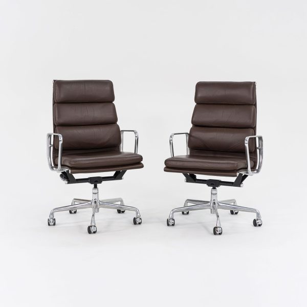 2006 Soft Pad Executive Chair, Model EA437 by Charles and Ray Eames for Herman Miller in Brown Leather 3x Available Sale