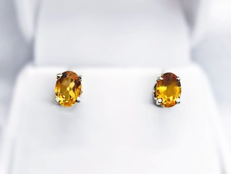 Citrine Sterling Silver Stud Earrings Hot on Sale