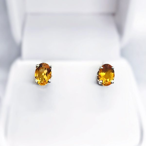 Citrine Sterling Silver Stud Earrings Hot on Sale