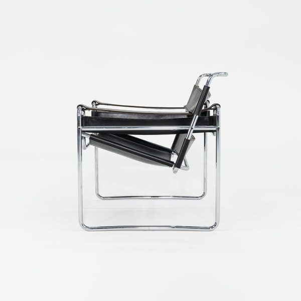 1960s Wassily Lounge Chair, Model B3 by Marcel Breuer for Gavina   Knoll in Black Leather with Chrome Frame 4x Available Online