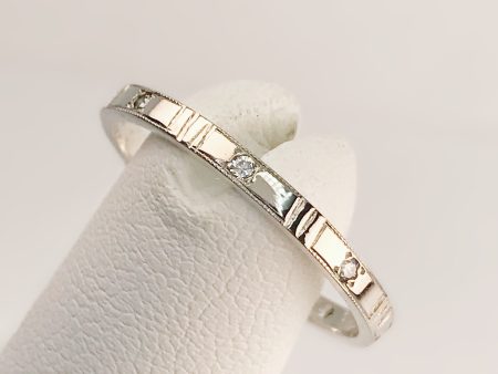 14k White Gold and Laboratory Grown Diamond Stackable Band Hot on Sale