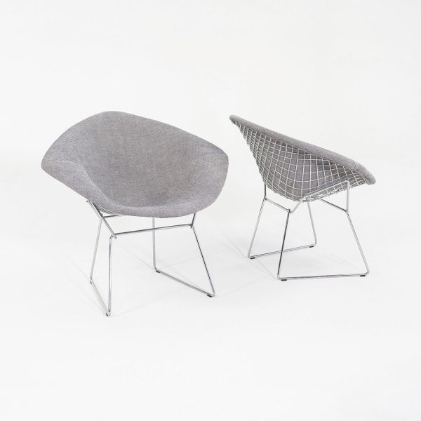 2010s Harry Bertoia for Knoll Small Diamond Lounge Chairs in Grey Fabric and Chrome 2x Available Online Hot Sale