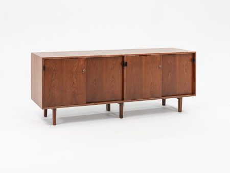 1960s Florence Knoll Walnut Credenza with Leather Pulls and Walnut Legs Online Hot Sale