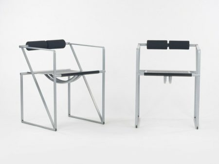 1980s Pair of Postmodern Mario Botta for Alias Seconda Chairs with Arms in Gray Hot on Sale