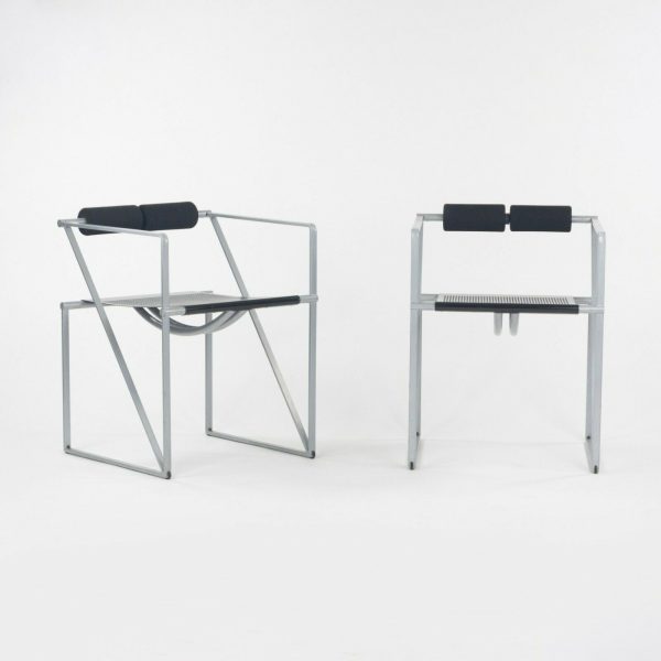 1980s Pair of Postmodern Mario Botta for Alias Seconda Chairs with Arms in Gray Hot on Sale