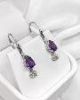 Amethyst & CZ Sterling Silver Drop Earrings Online Sale