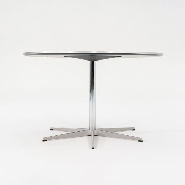 2012 Piet Hein and Arne Jacobsen for Fritz Hansen Super-Circular A825 47 inch Dining Table in Aluminum w  Black Laminate Top on Sale