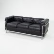 1980s Cassina LC2 Three Seat Sofa in Black Leather by Le Corbusier, Pierre Jeanneret and Charlotte Perriand For Cheap