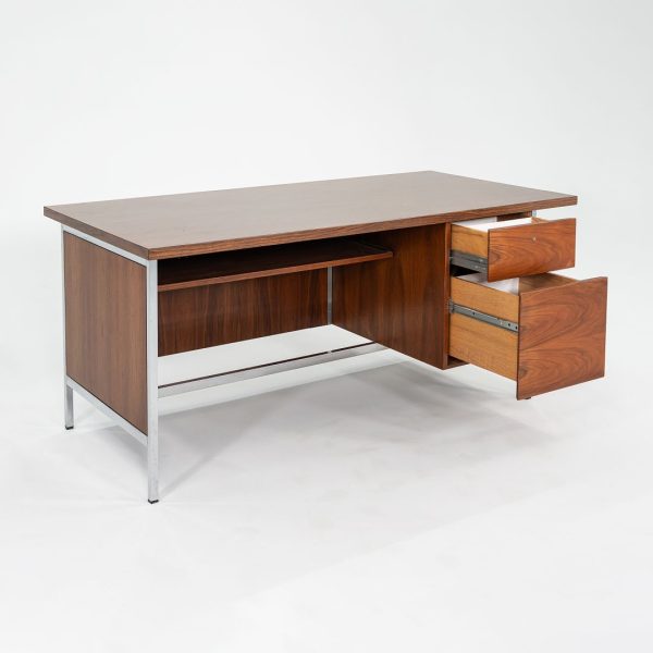 1960s Florence Knoll Executive Desk in Walnut and Chrome Cheap