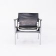 1960s Pair of Charles Pollock for Knoll Sling Arm Lounge Chairs in Black Leather and Chrome Online now