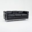 2010s LC2 3-Seat Sofa by Le Corbusier, Pierre Jeanneret, Charlotte Perriand for Cassina in Black Leather and Chrome Discount