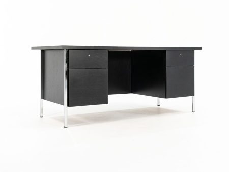 1960s Model 1503 by Florence Knoll Desk in Ebonized Wood and Chrome For Sale