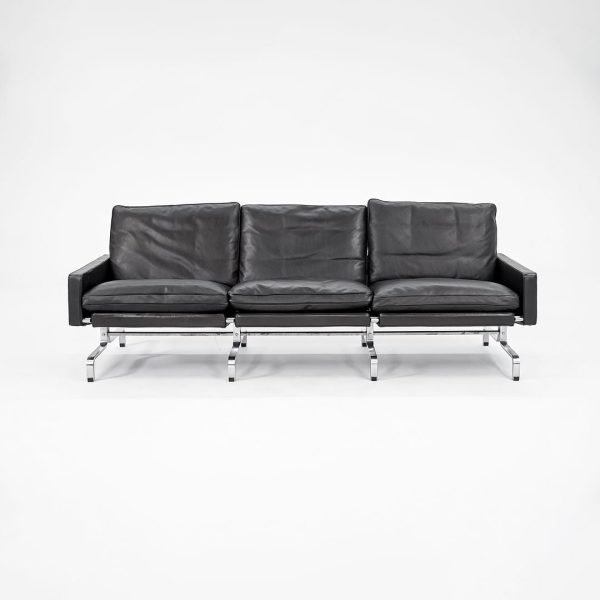 2002 PK31 Three Seat Sofa by Poul Kjaerholm for Fritz Hansen in Black Leather #1 Online now