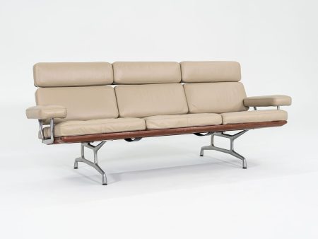 1990s ES 108 Sofa by Ray and Charles Eames for Herman Miller in Teak and Tan Leather Online now