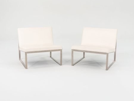 2006 B.2 Armless Lounge Chair by Fabien Baron for Bernhardt Design in White Leather 4x Available Online Hot Sale