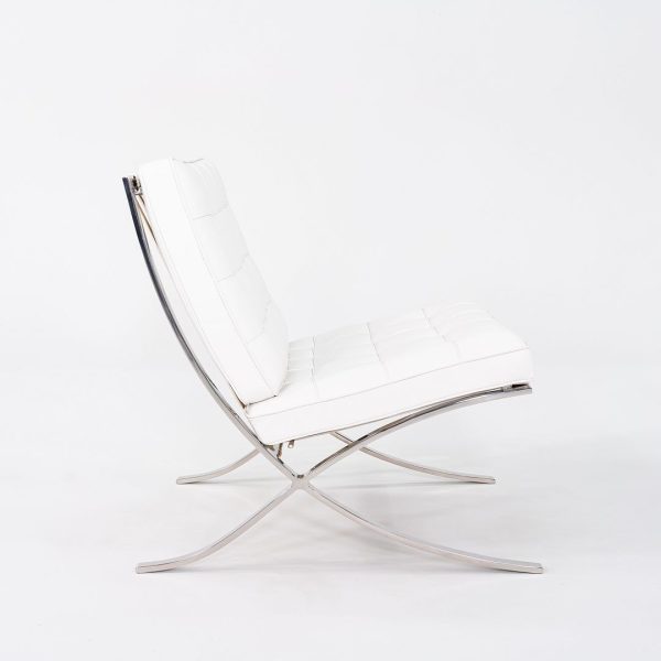 1960s Mies van der Rohe for Knoll Barcelona Lounge Chair and Ottoman in Sabrina White & Stainless Fully Restored Fashion