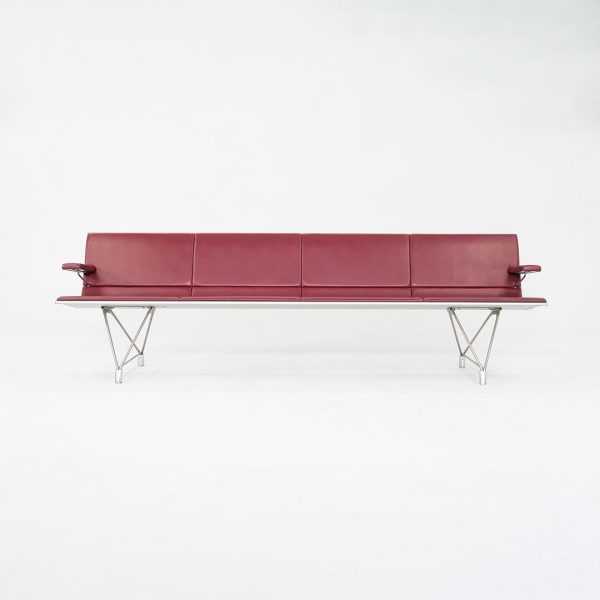 2000s Aero benches by Lievore Altherr Molina for Sellex   Davis in Aluminum and Red Vinyl Sale