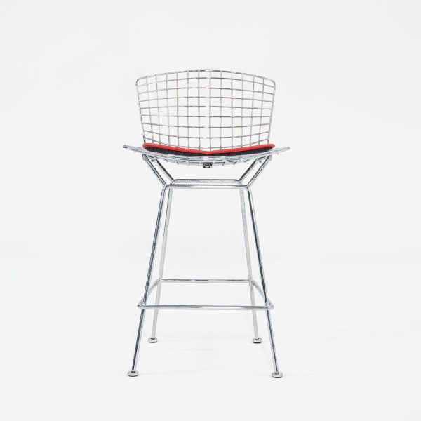 2010s Bertoia Counter Stool 426C by Harry Bertoia for Knoll in Chrome with Red Seat Pads 1x Available Fashion