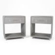 2020 Pair of Interlude Home Alma Bedside Cabinets in Grey Leather Supply