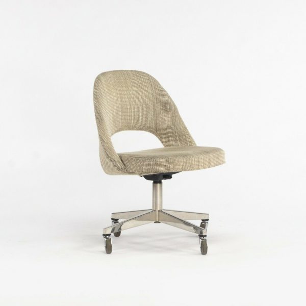 1974 Eero Saarinen for Knoll Rolling Executive Office Chairs Original Tan Fabric Sale