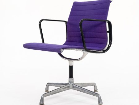 1970s Eames Aluminum Group Side Chair, EA108 by Ray and Charles Eames for Herman Miller in Purple Alexander Girard-Designed Hopsack Fabric Discount